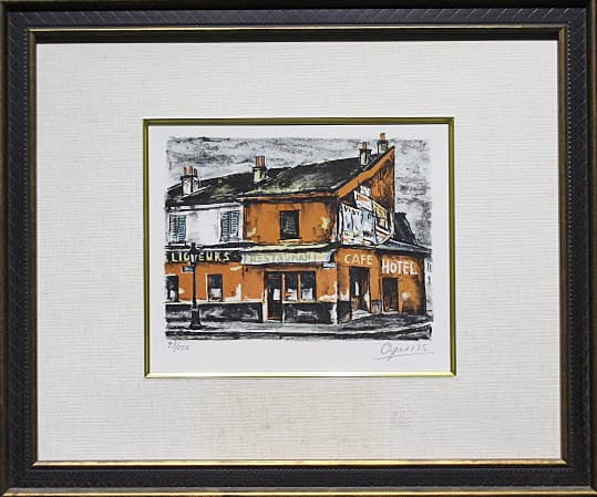 荻須高徳 【パリのカフェ】 リトグラフ