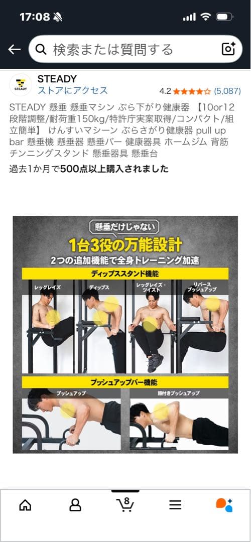 STEADY 懸垂マシン 健康ぶら下がり器　中古　送料込み