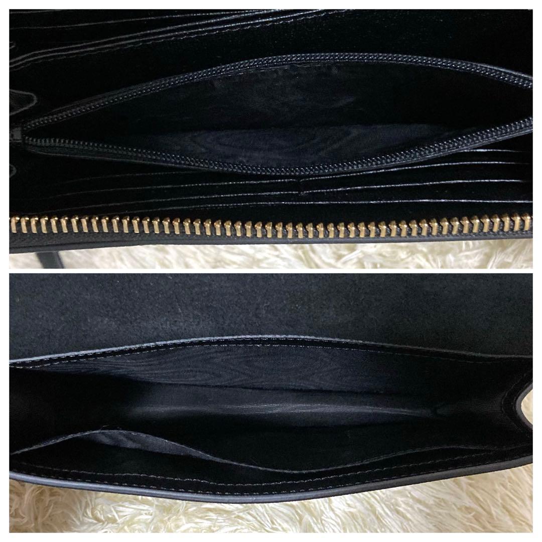 【極美品】フルラ ウォレットショルダーバッグ レザー ブラック リーヴァ