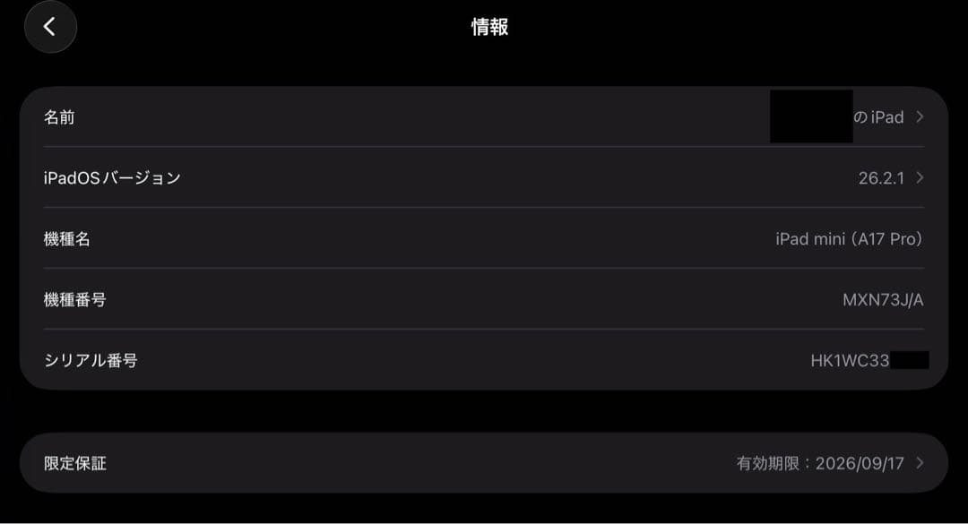 【美品】iPad mini A17 Pro (第7世代) 128GB Wi-Fi