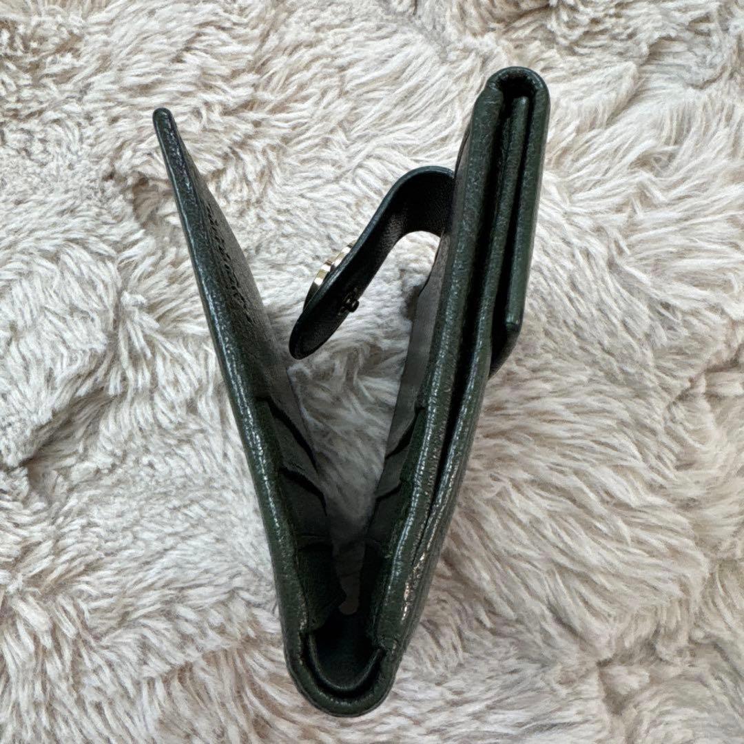 BVLGARI ブルガリ ダークグリーン レザー 二つ折り財布