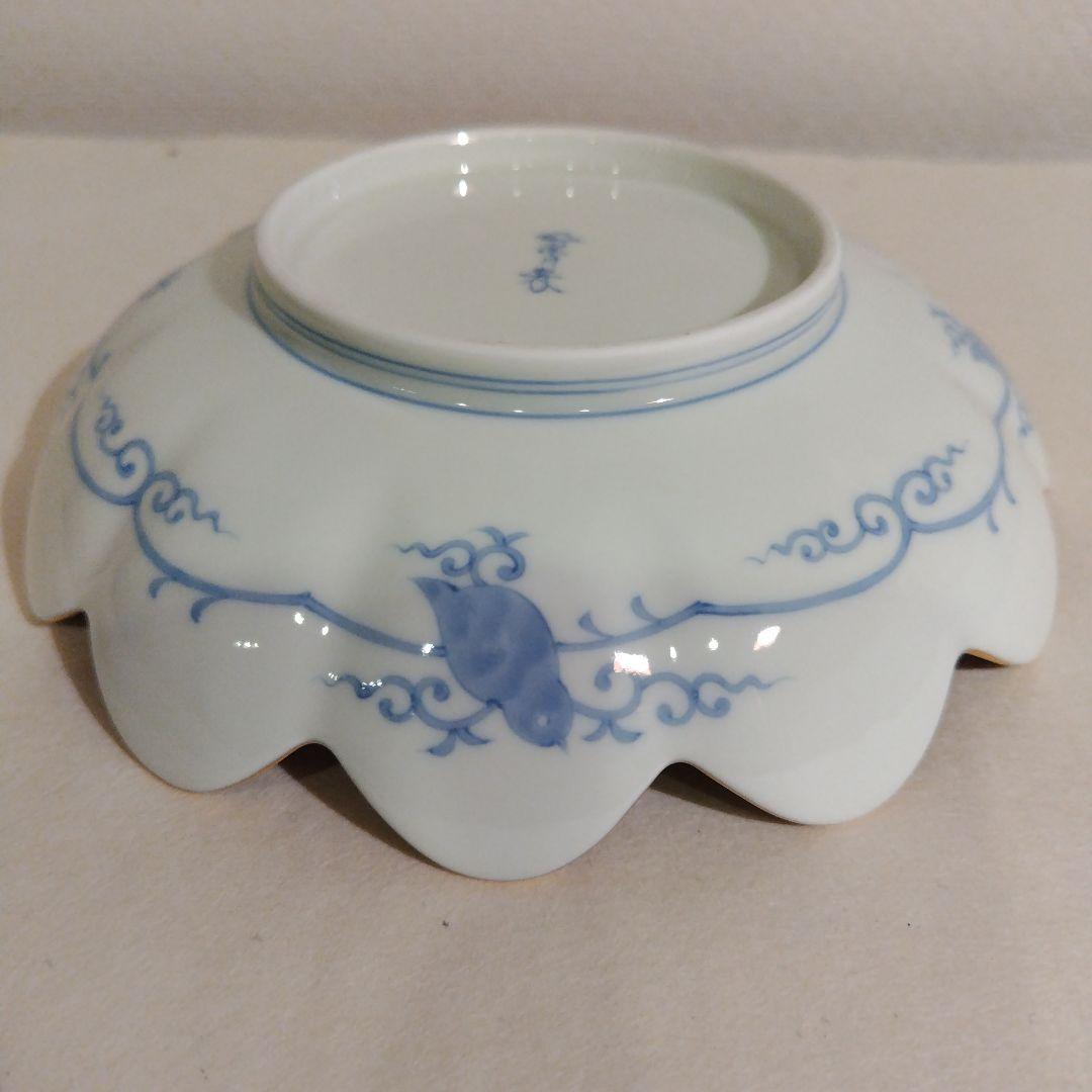 深川製磁　染錦金彩鳳凰 菊割中皿