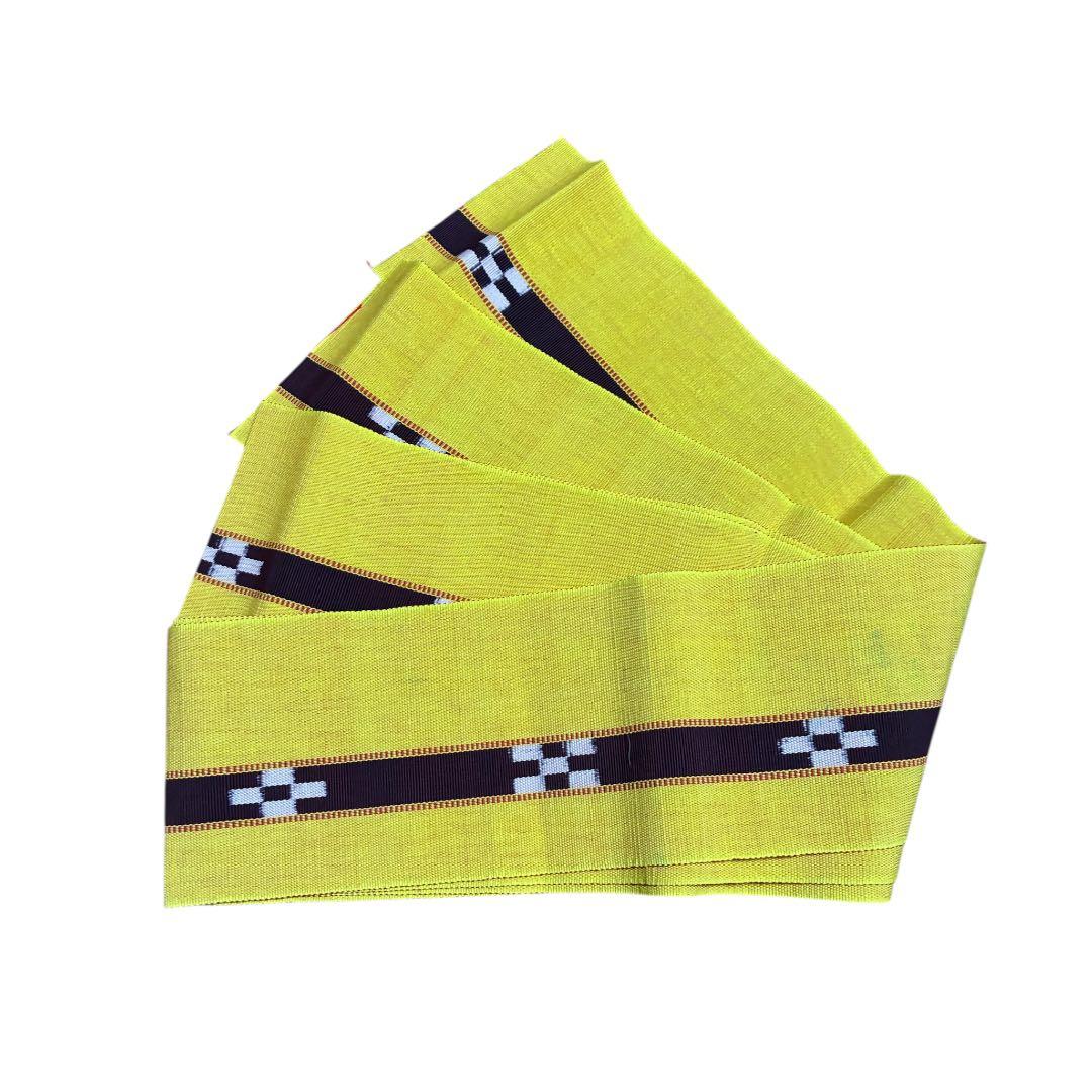 未使用 沖縄民芸織 ミンサー 半幅帯 単 イエロー 浴衣 袴 着物 和装 帯付き