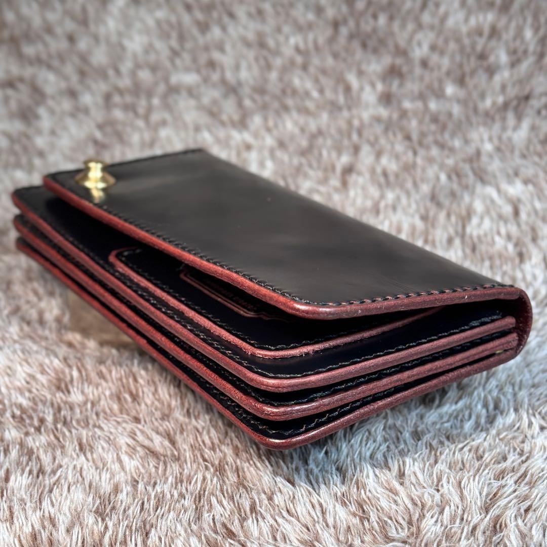 ◎個性派.トラッカーウォレット3層.顔料赤芯.スナップロック.アメカジ◎