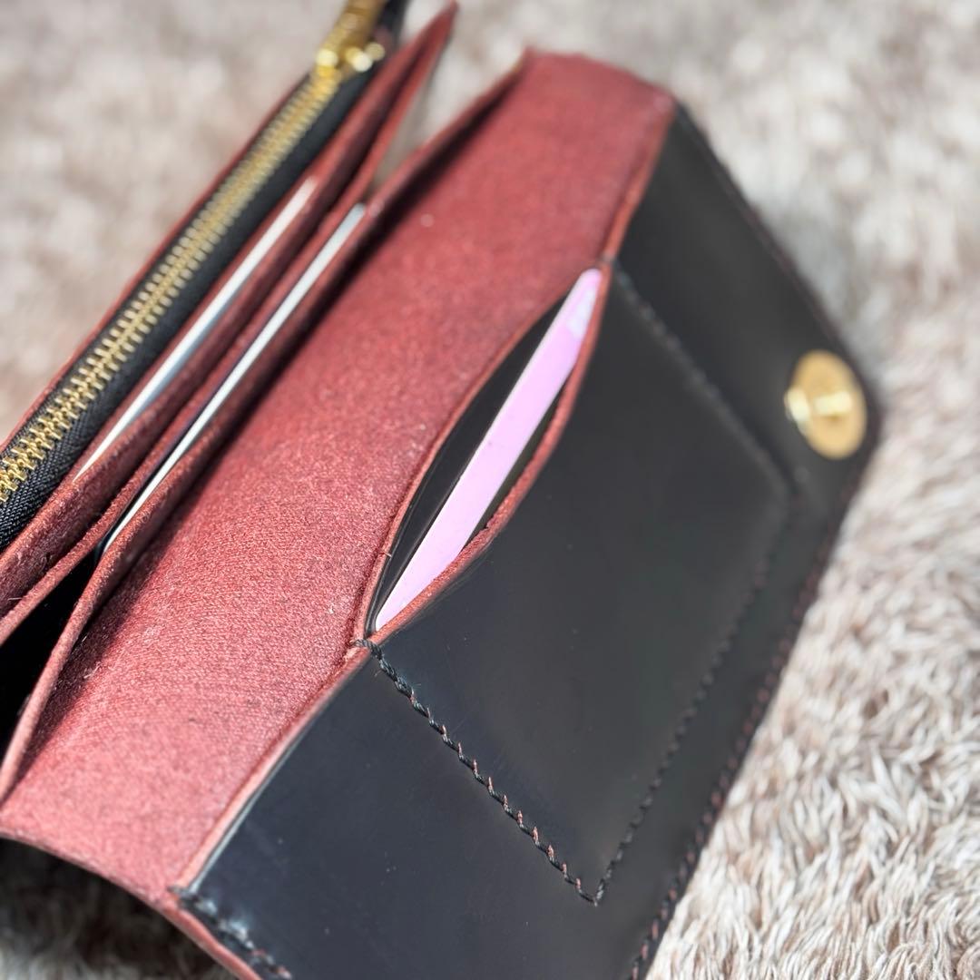 ◎個性派.トラッカーウォレット3層.顔料赤芯.スナップロック.アメカジ◎