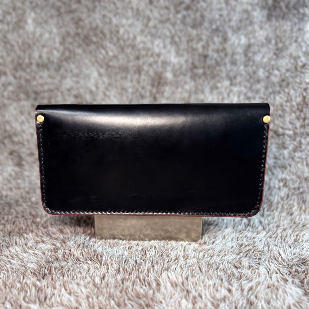 ◎個性派.トラッカーウォレット3層.顔料赤芯.スナップロック.アメカジ◎