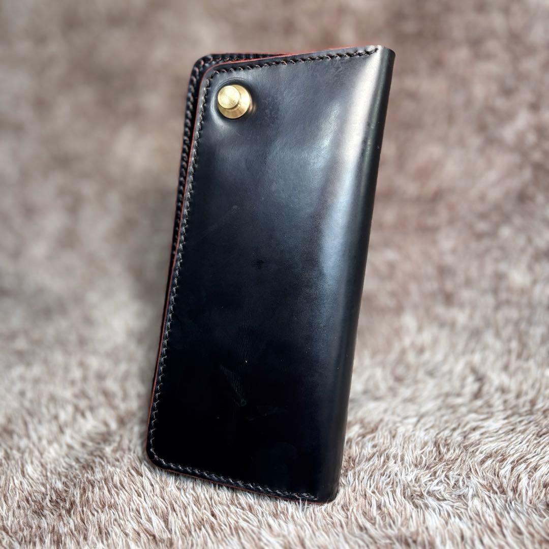 ◎個性派.トラッカーウォレット3層.顔料赤芯.スナップロック.アメカジ◎