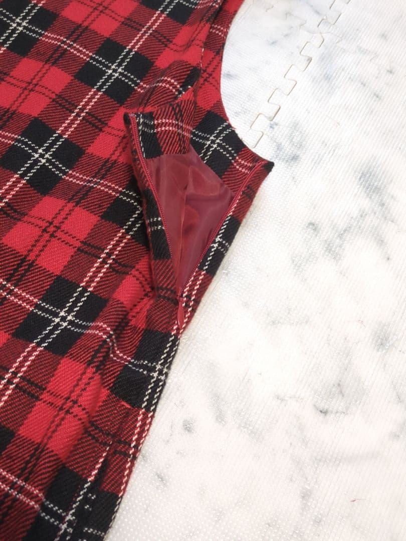 【美品】BEAMS BOY　ポリエステル チェック ノースリーブ ワンピ