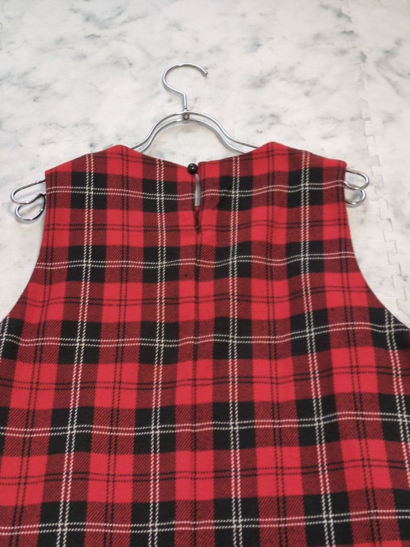 【美品】BEAMS BOY　ポリエステル チェック ノースリーブ ワンピ