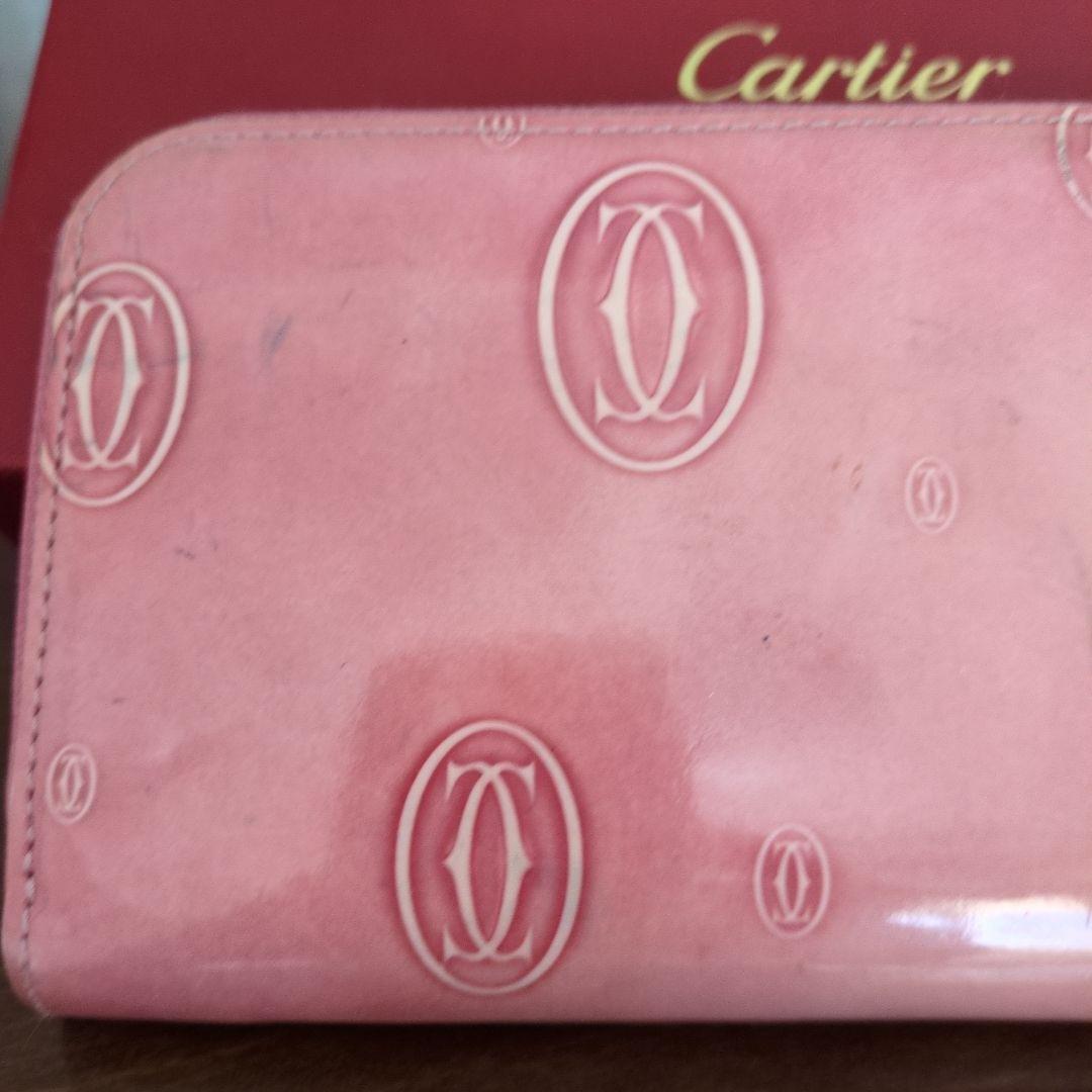 Cartier ハッピーバースデーラウンドファスナー長財布ピンク