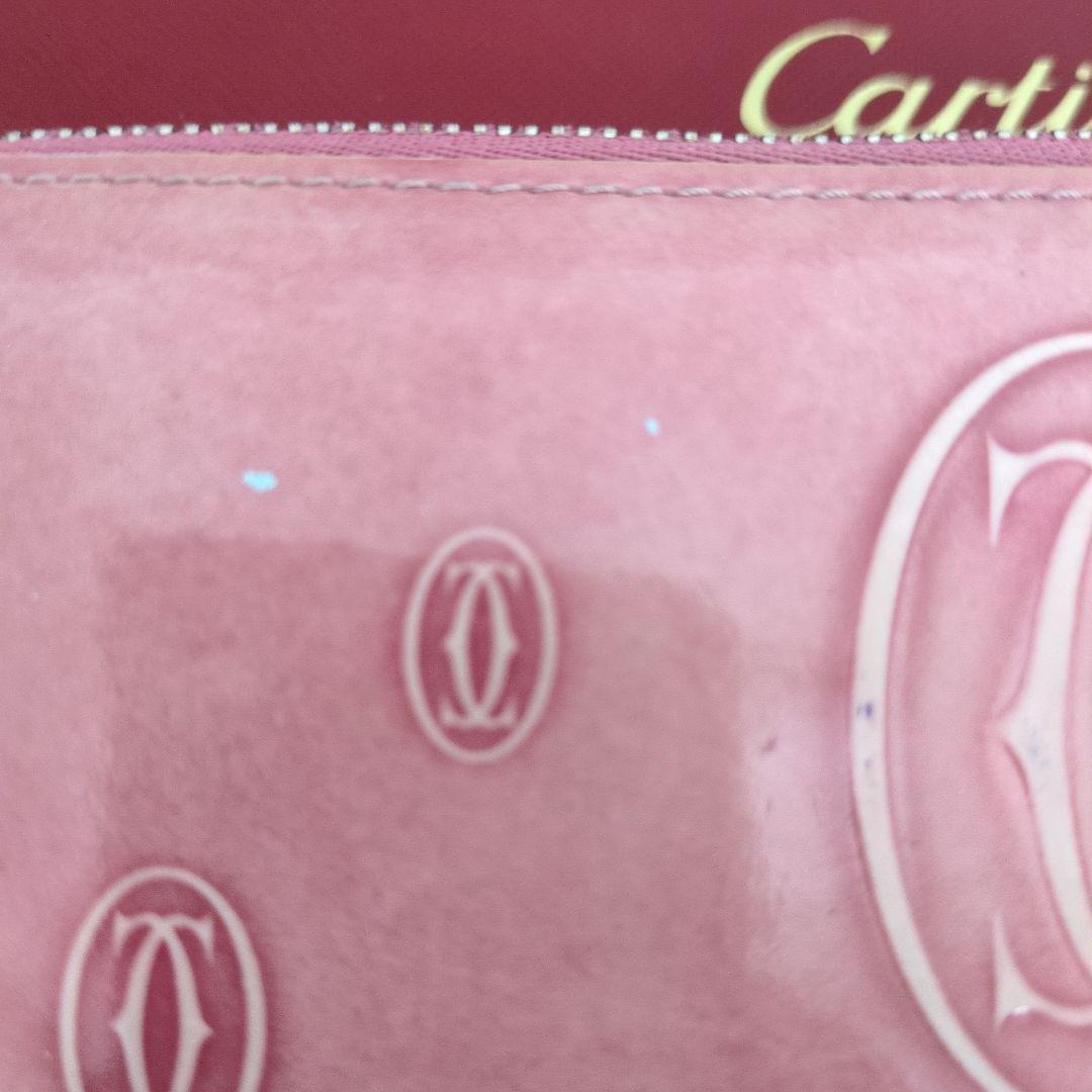 Cartier ハッピーバースデーラウンドファスナー長財布ピンク