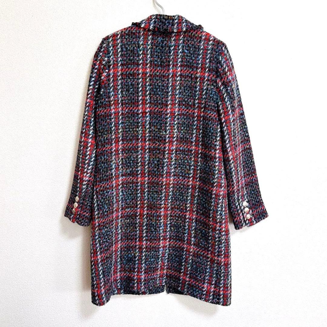 【 ピンキーアンドダイアン 】　ツイード　フリンジ　チェスターコート　テーラード