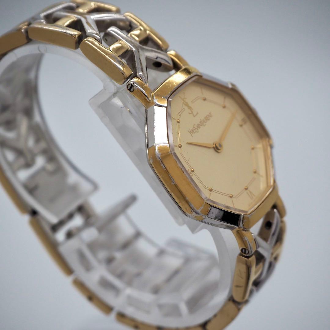 209 稼働 イヴサンローラン　時計 オクタゴン レディース ゴールド　希少