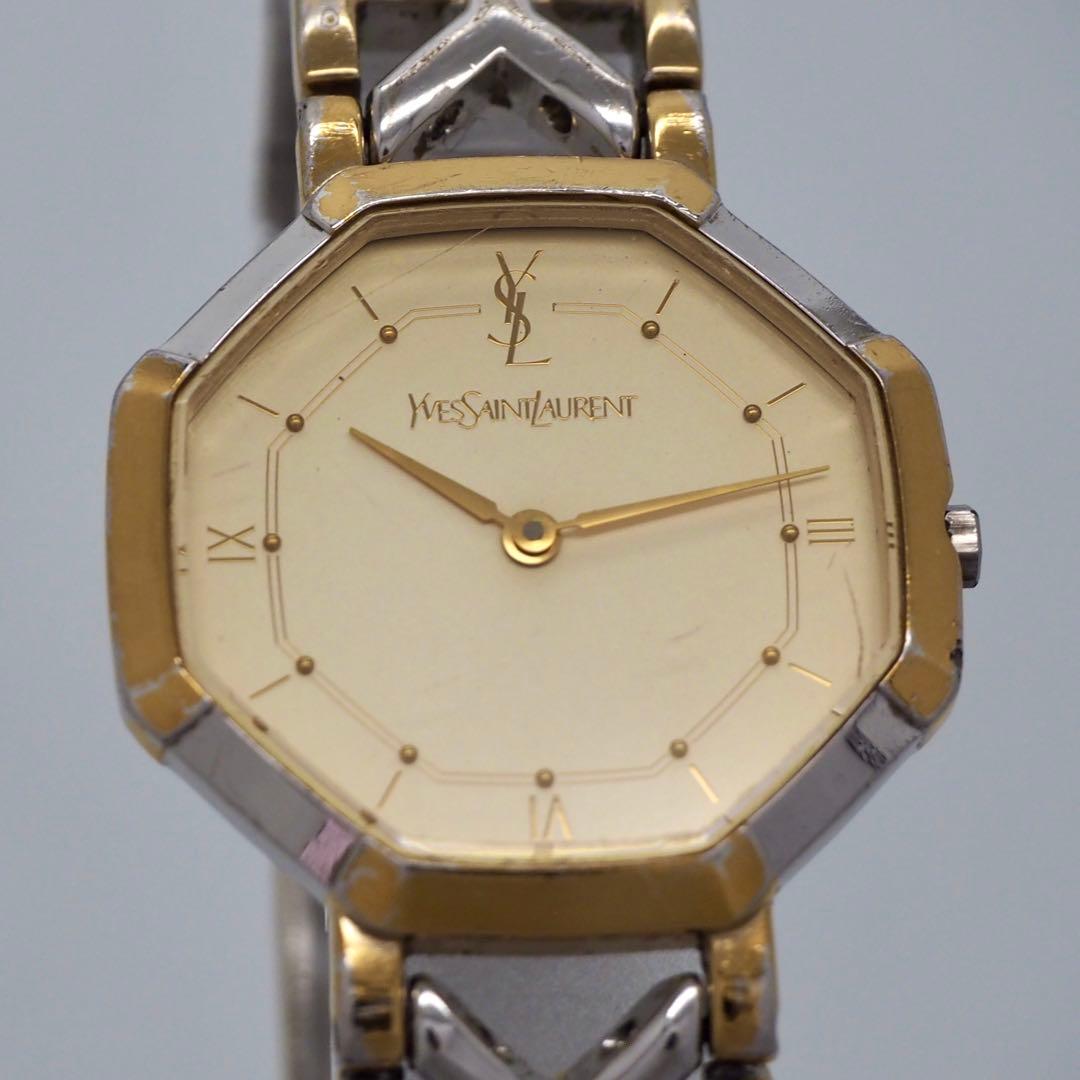 209 稼働 イヴサンローラン　時計 オクタゴン レディース ゴールド　希少