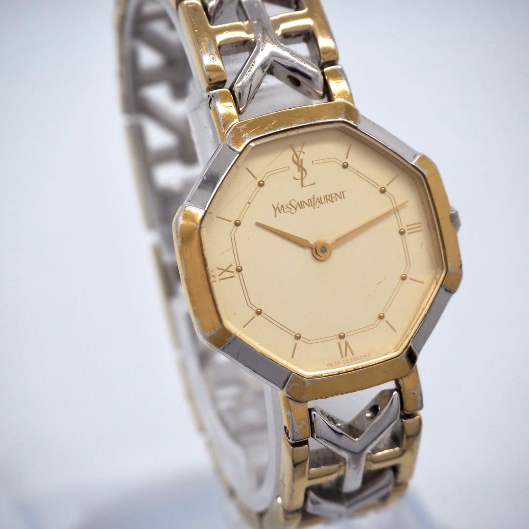209 稼働 イヴサンローラン　時計 オクタゴン レディース ゴールド　希少