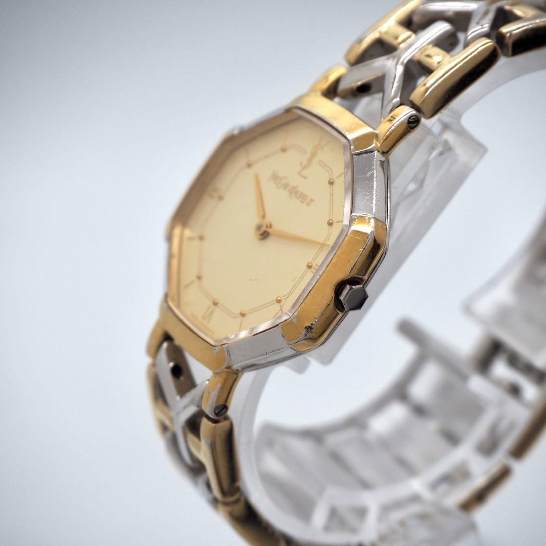 209 稼働 イヴサンローラン　時計 オクタゴン レディース ゴールド　希少