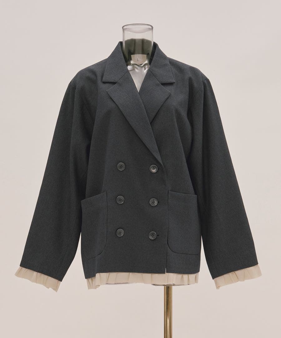 loin nuit ロワンニュイ フリルレイヤードデザインジャケット ネイビー