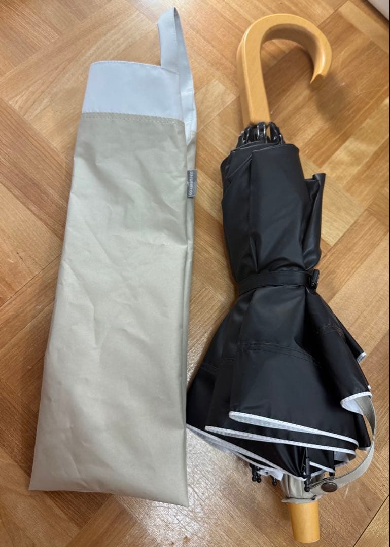 サンバリア100 二段折り 日傘 コンビ ベージュ