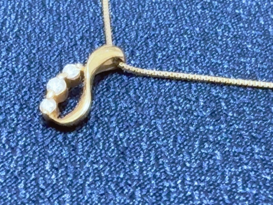 4℃ K18 ダイヤモンドネックレス 0.05ct しずく ゴールド 40cm