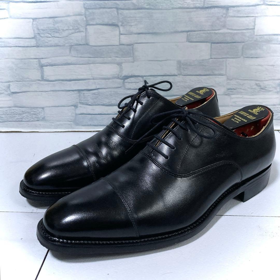 美品 スコッチグレイン ビジネスシューズ 匠 ストレート 本革 黒 24.5