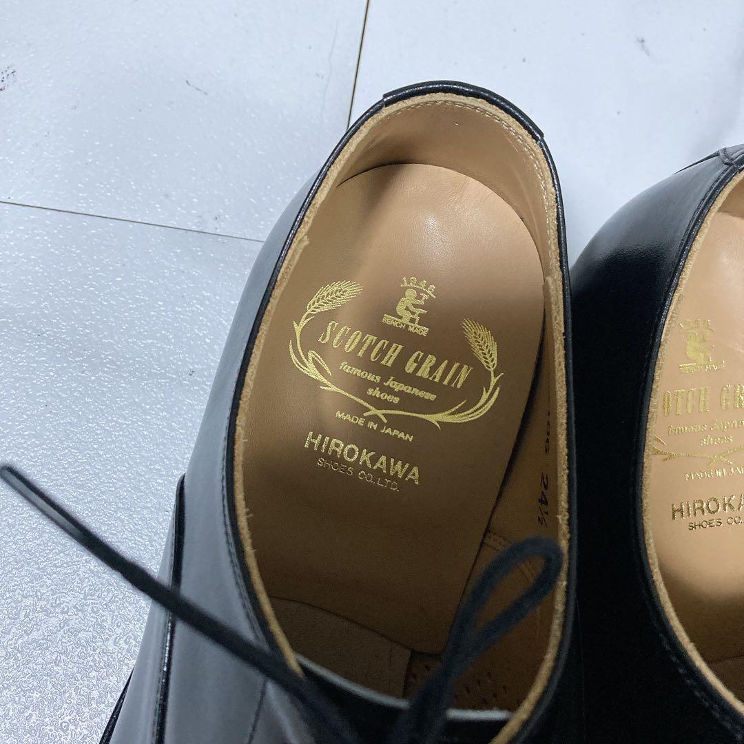 美品 スコッチグレイン ビジネスシューズ 匠 ストレート 本革 黒 24.5