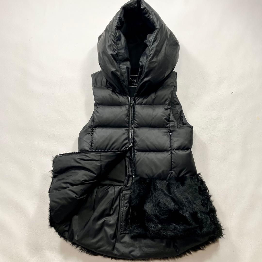 ダイアグラム　ダウンベスト　フード　ラムファー　異素材ドッキング　S
