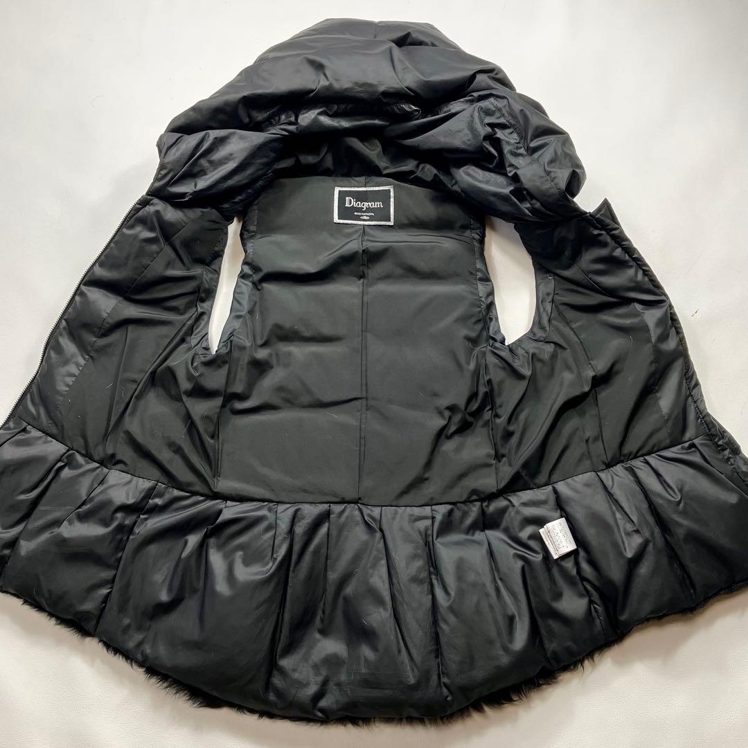ダイアグラム　ダウンベスト　フード　ラムファー　異素材ドッキング　S