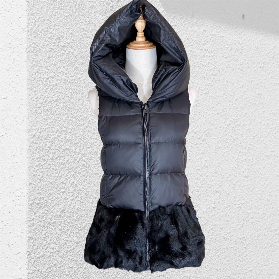 ダイアグラム　ダウンベスト　フード　ラムファー　異素材ドッキング　S