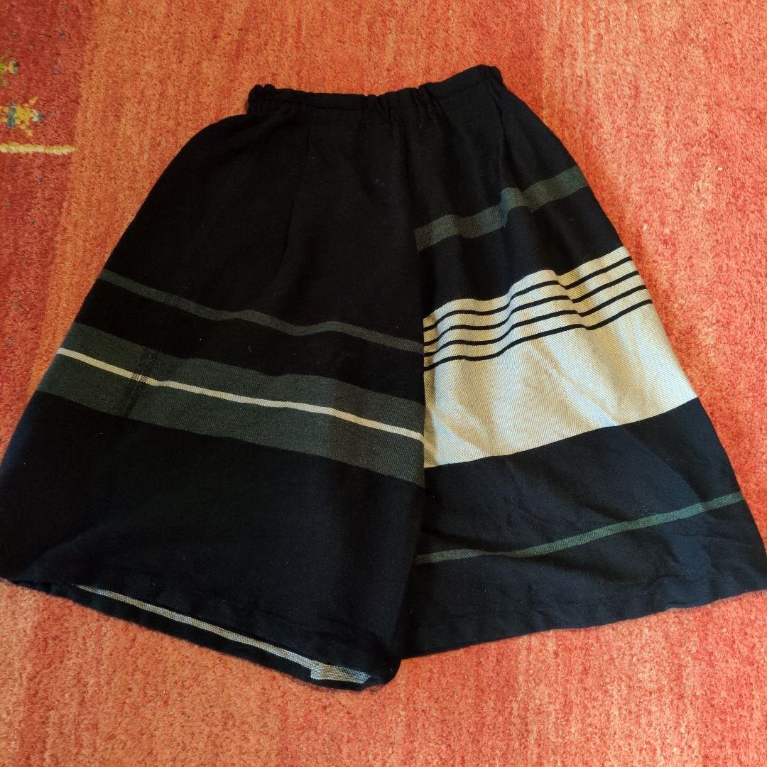 amaki niime 黒とグレーのストライプスカート