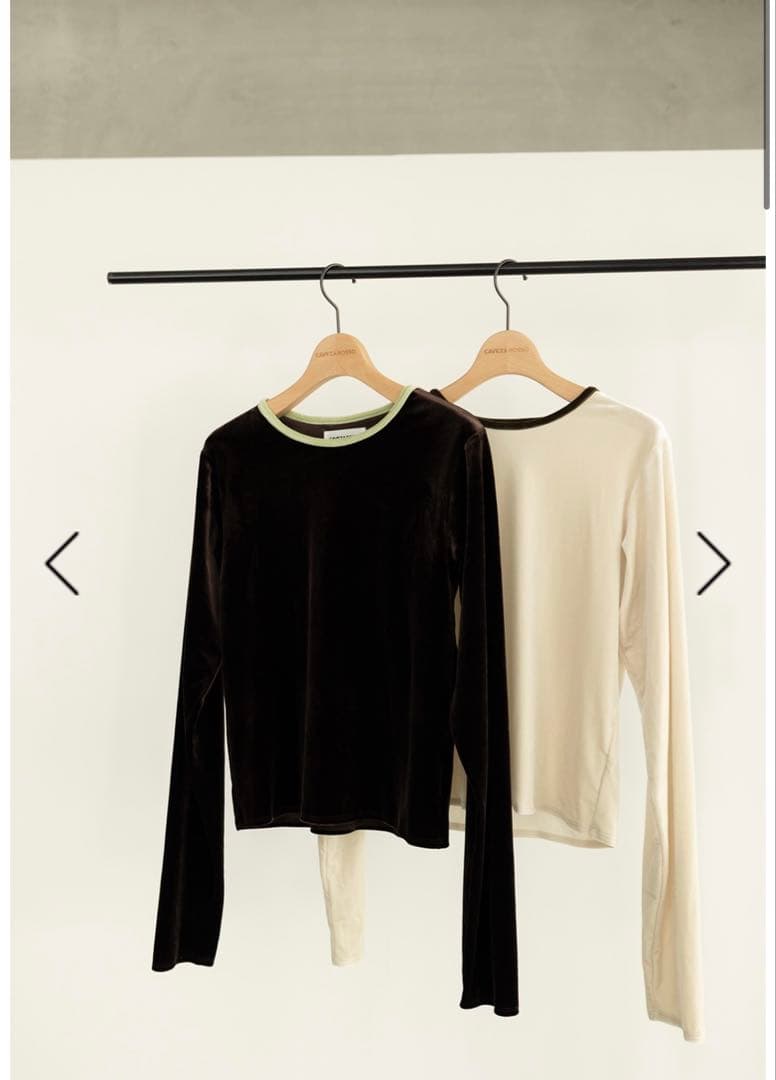 バイカラーベロアロンT/BEIGE