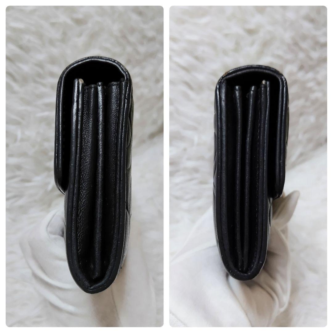 レア美品✨シャネル◇カメリアエンボスフラップ長財布シルバー金具ココマーク黒グレー