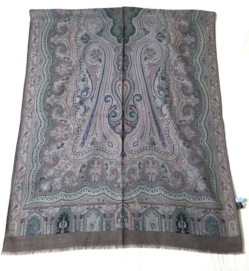 ETRO ペイズリー柄 ストール ウールシルク 60×160cm