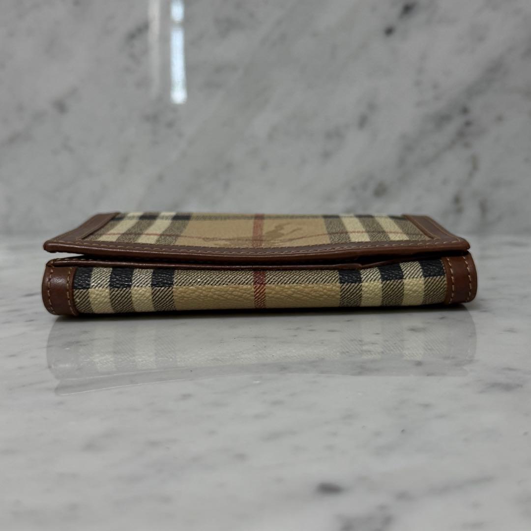美品 BURBERRY バーバリー 二つ折り財布 ホース ノバチェック 本革