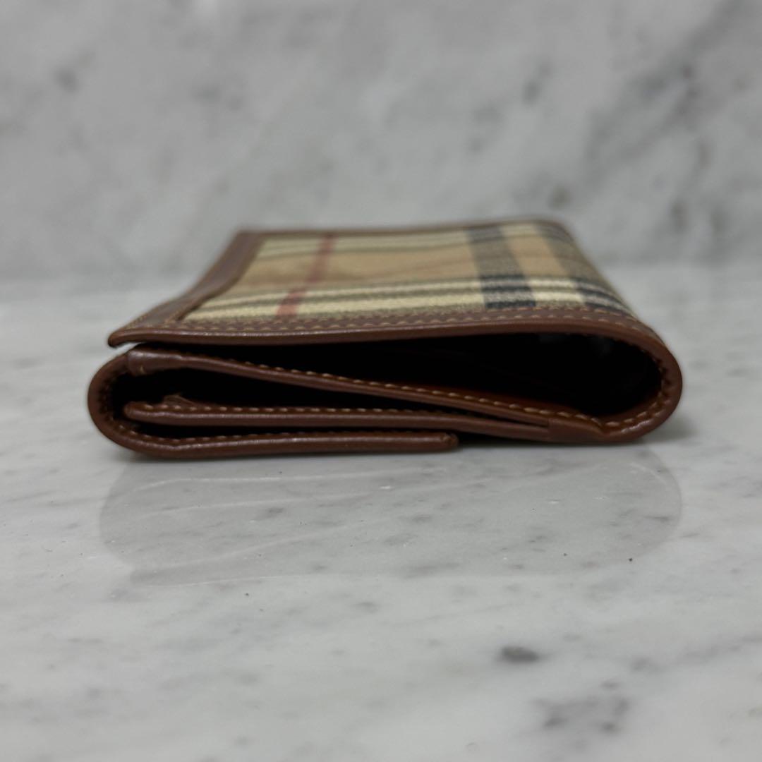 美品 BURBERRY バーバリー 二つ折り財布 ホース ノバチェック 本革
