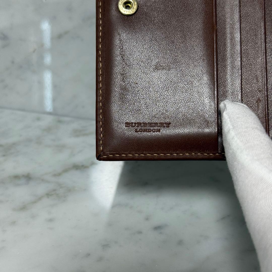 美品 BURBERRY バーバリー 二つ折り財布 ホース ノバチェック 本革