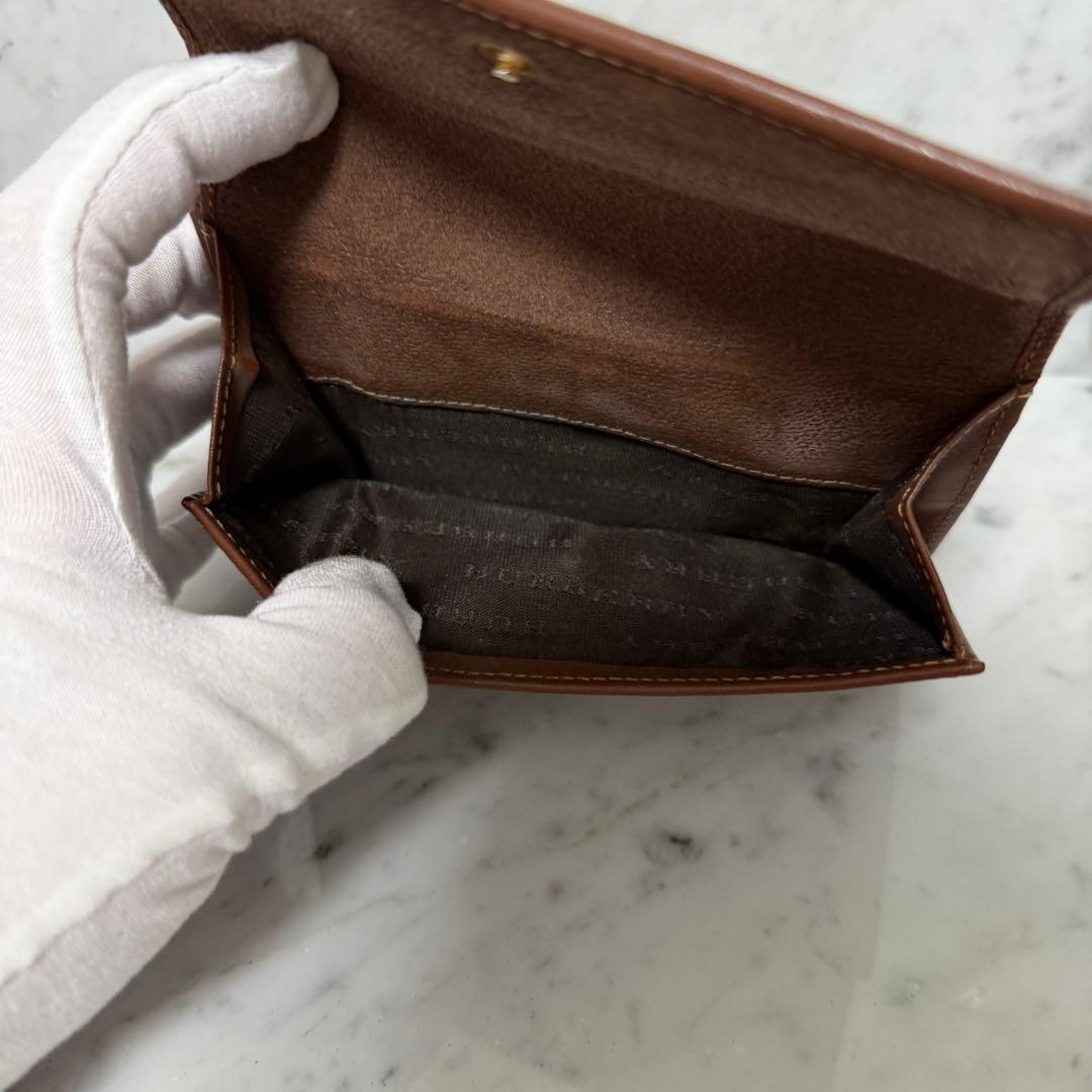 美品 BURBERRY バーバリー 二つ折り財布 ホース ノバチェック 本革