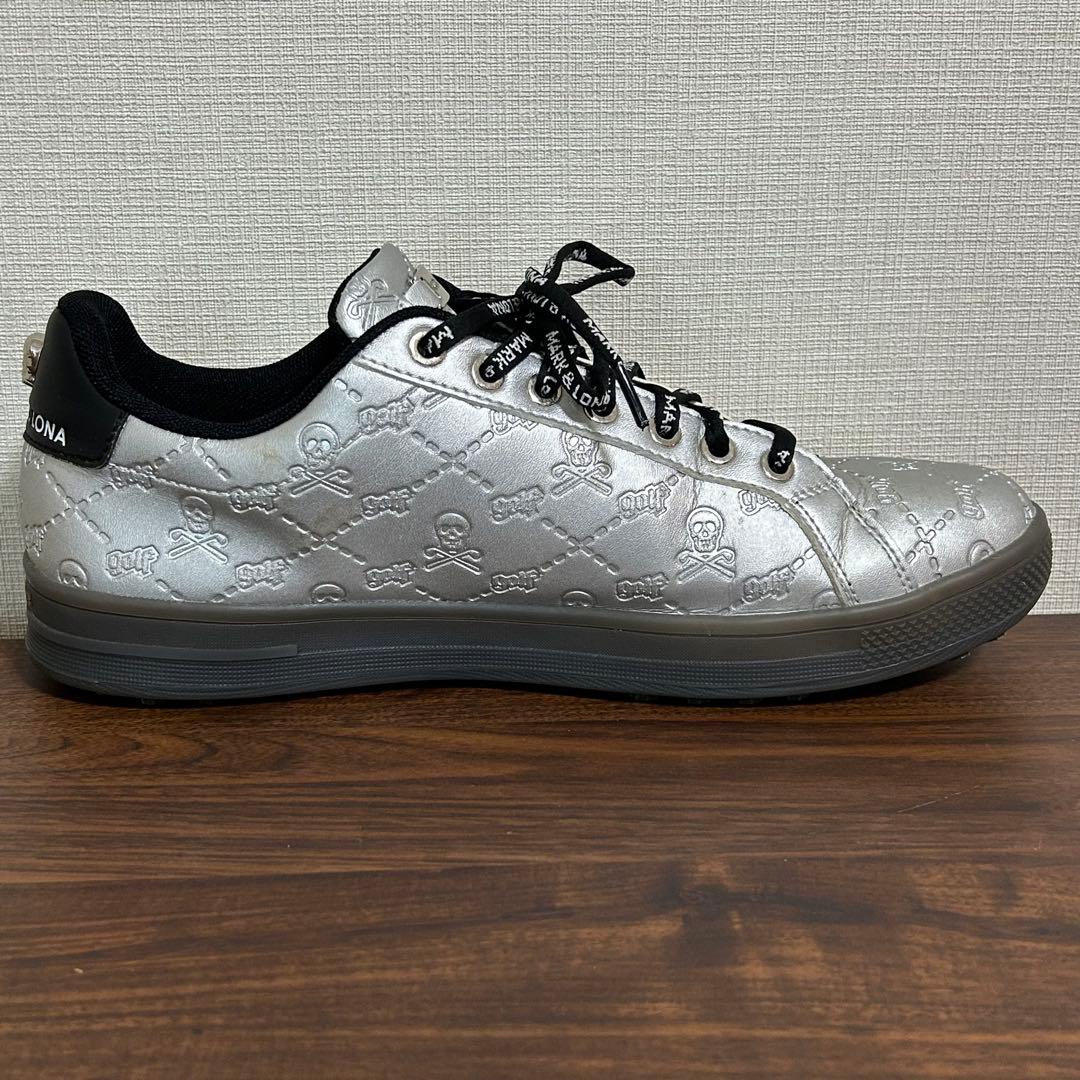 美品 ゴルフシューズ マークアンドロナ MARK&RONA シルバー スカル