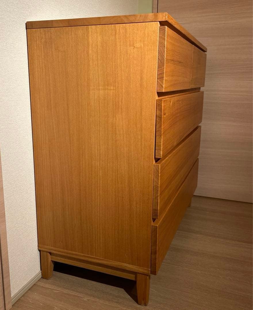 【希少廃盤品】MUJI無印 オーク材 4段チェスト 脚付　幅80奥行40高さ83