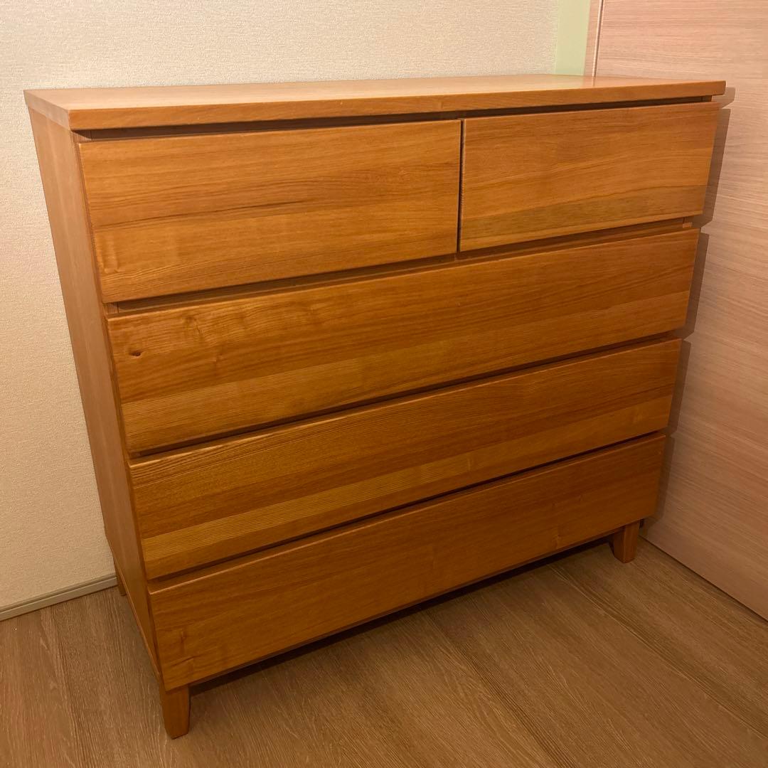 【希少廃盤品】MUJI無印 オーク材 4段チェスト 脚付　幅80奥行40高さ83