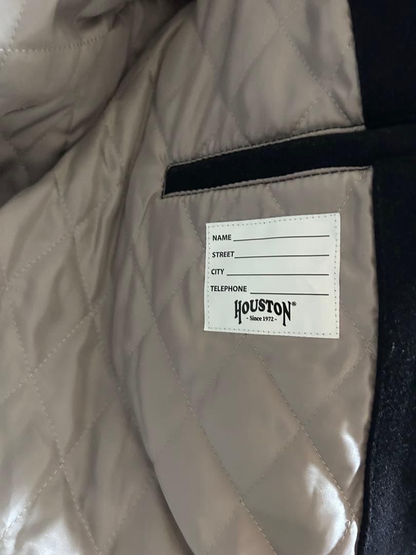 HOUSTON スタジャン L 刺繍 ワッペン レザー袖 ブラック