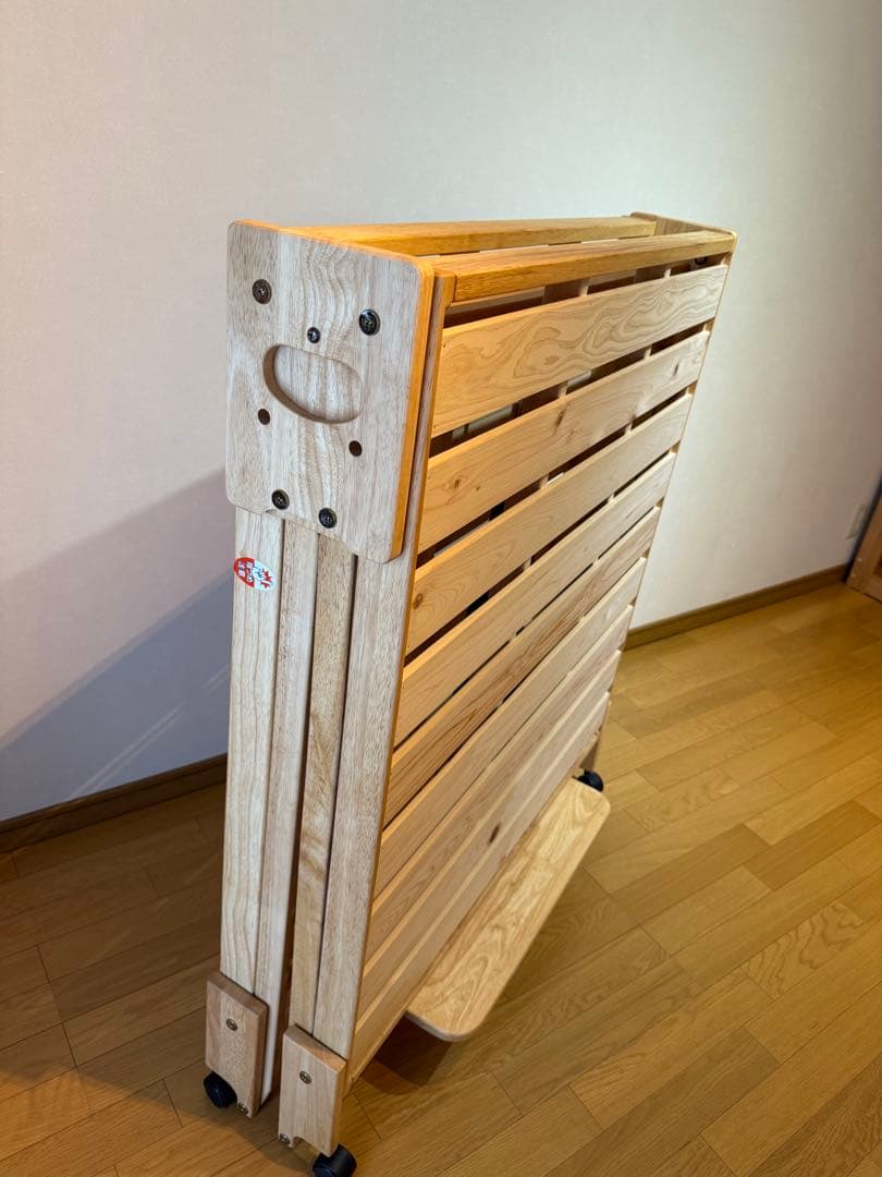 折りたたみ式ひのきすのこベッド　ライトブラウン　シングルサイズ　日本製