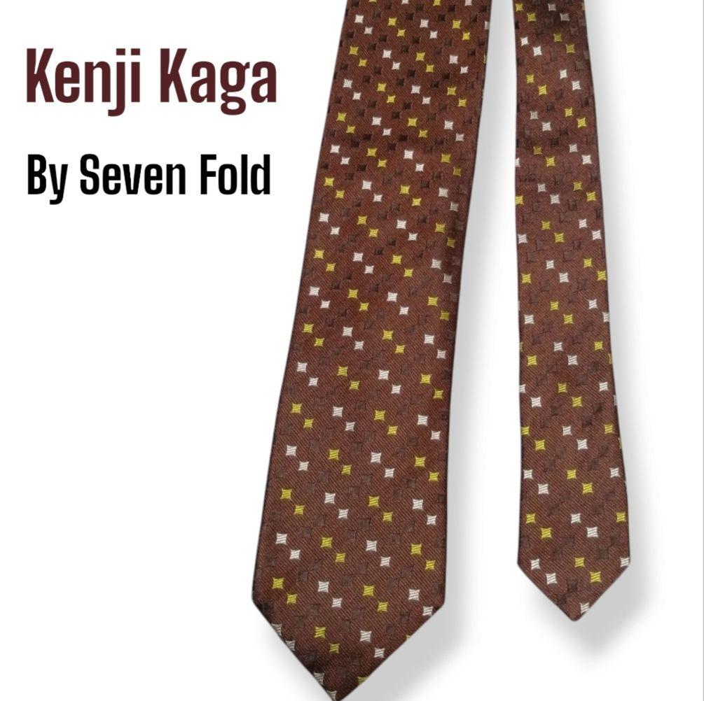 【希少】Kaga Kenji ネクタイ 新品 セブンフォールド社製 ブラウン