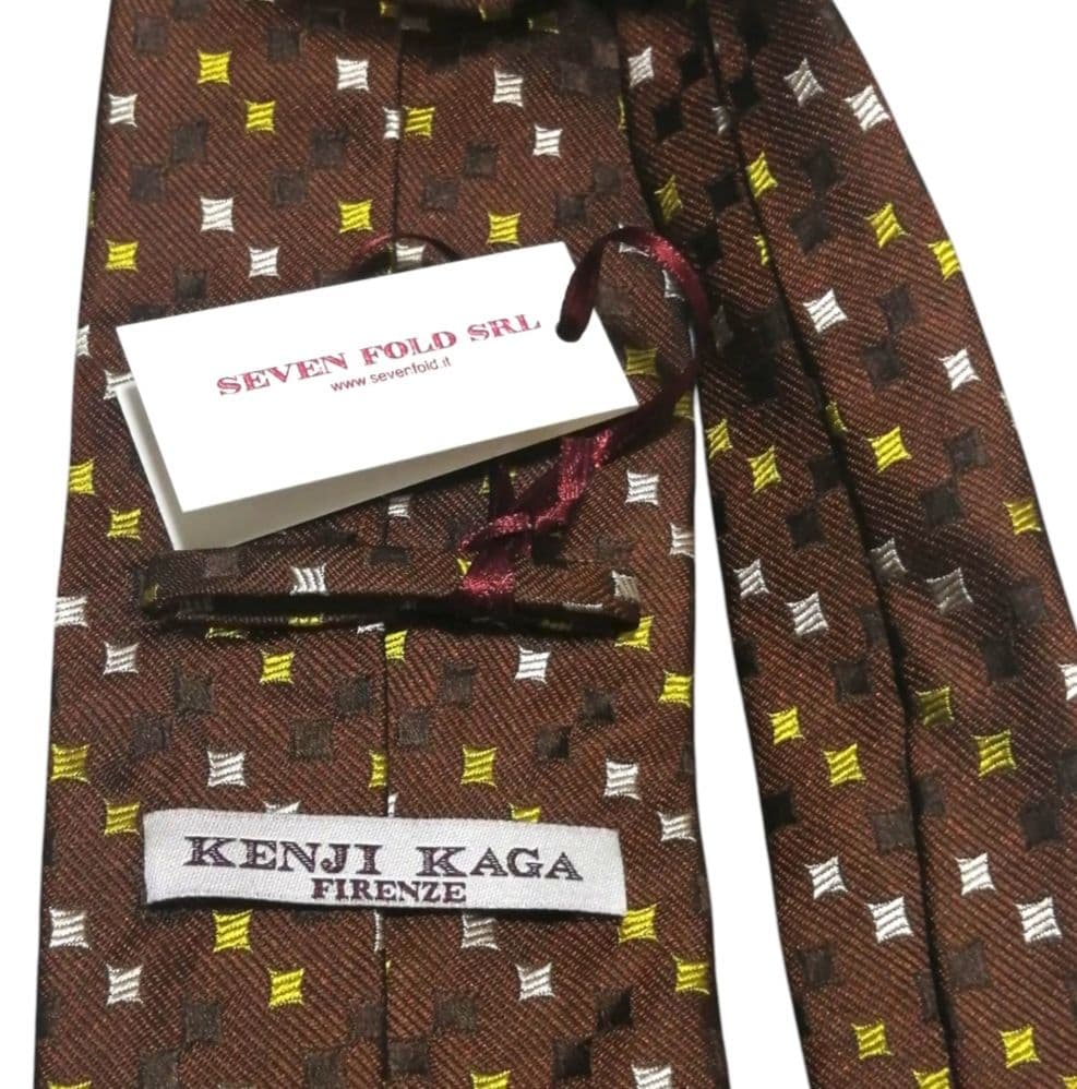 【希少】Kaga Kenji ネクタイ 新品 セブンフォールド社製 ブラウン