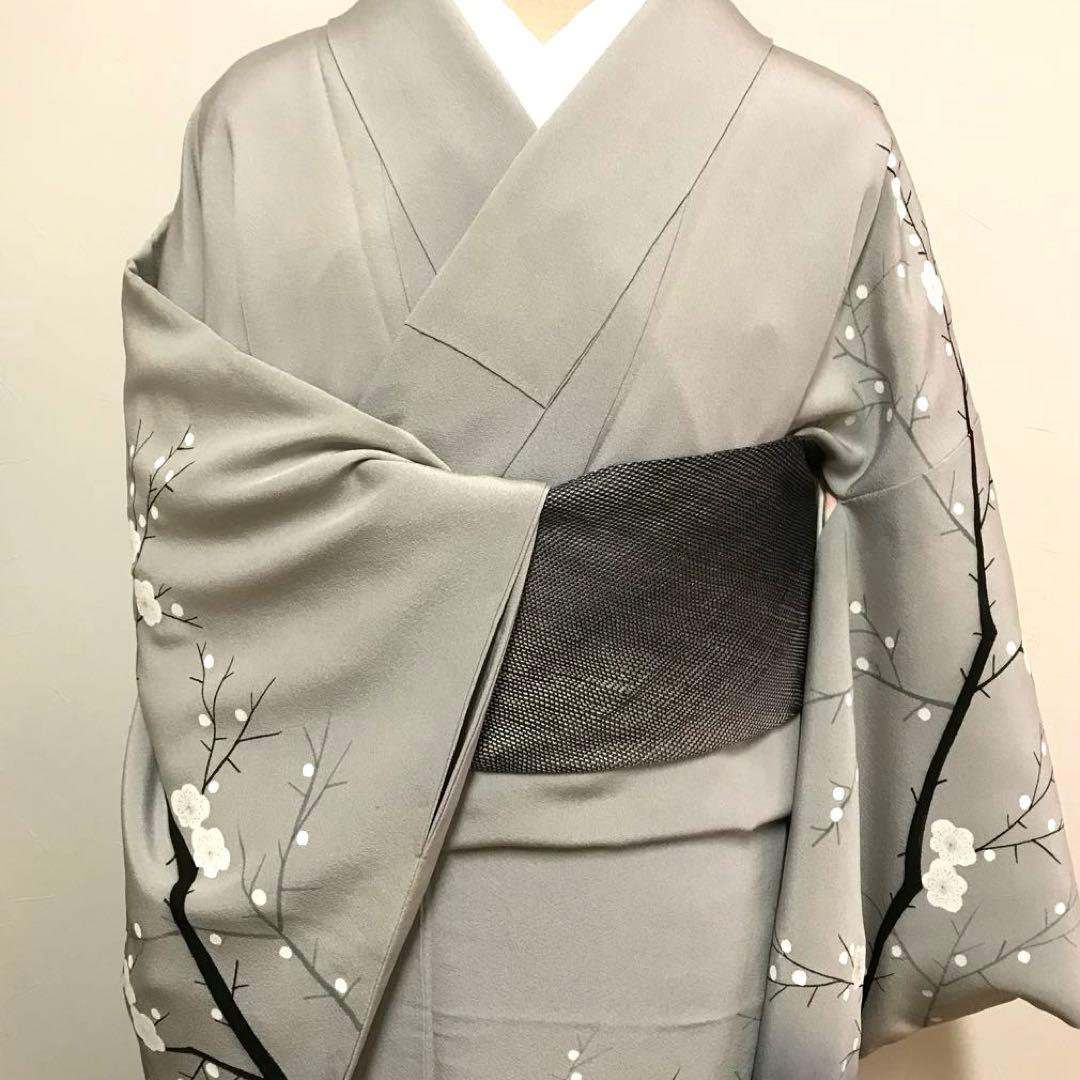 白梅とグラデーションが美しい付け下げ　梅見の装いに　お茶席にも