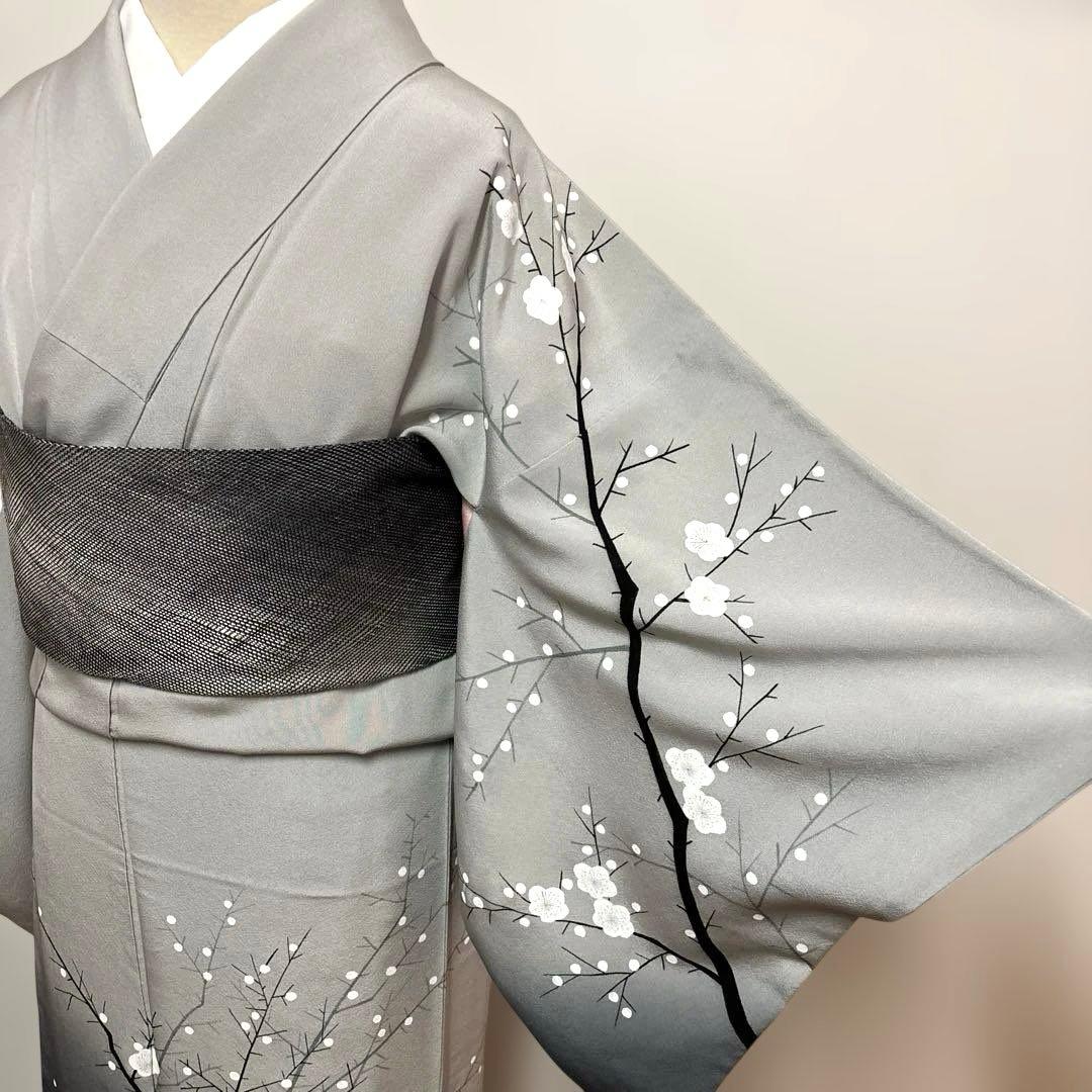 白梅とグラデーションが美しい付け下げ　梅見の装いに　お茶席にも
