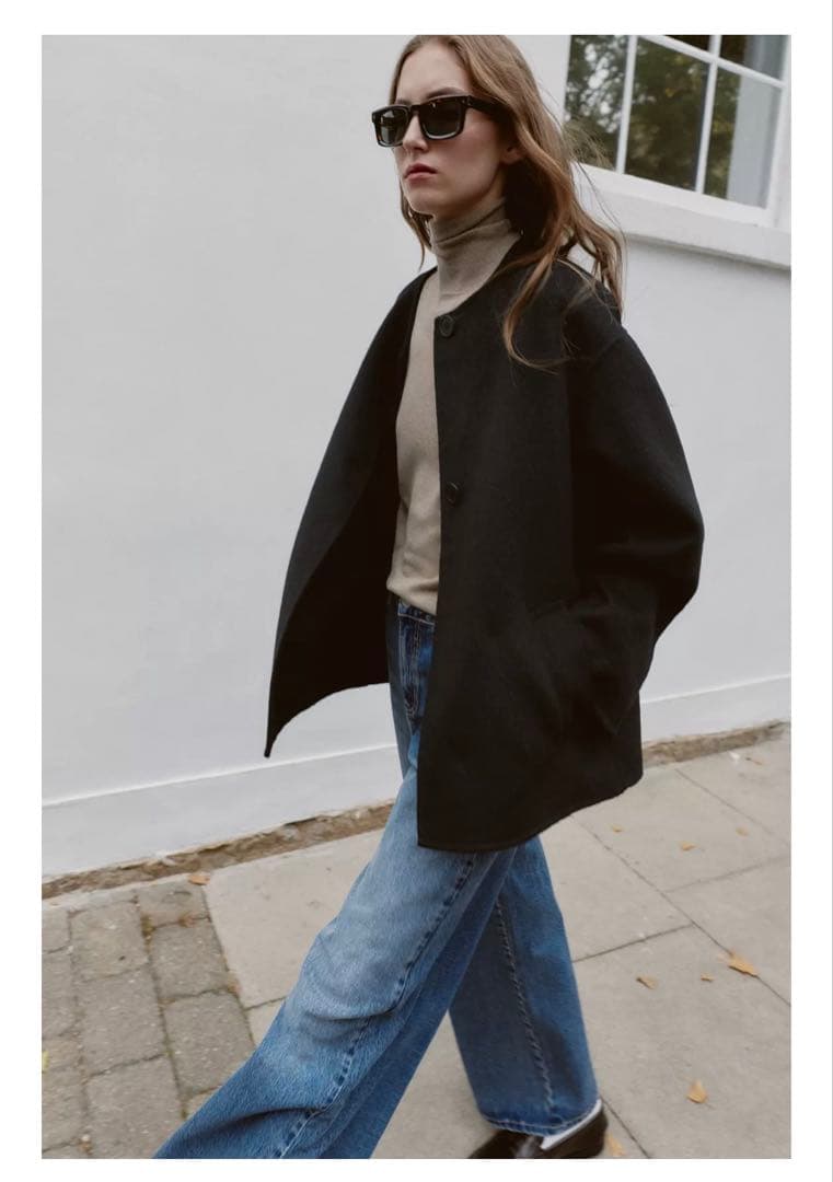 ZARA ウール ショートスカーフコート　M