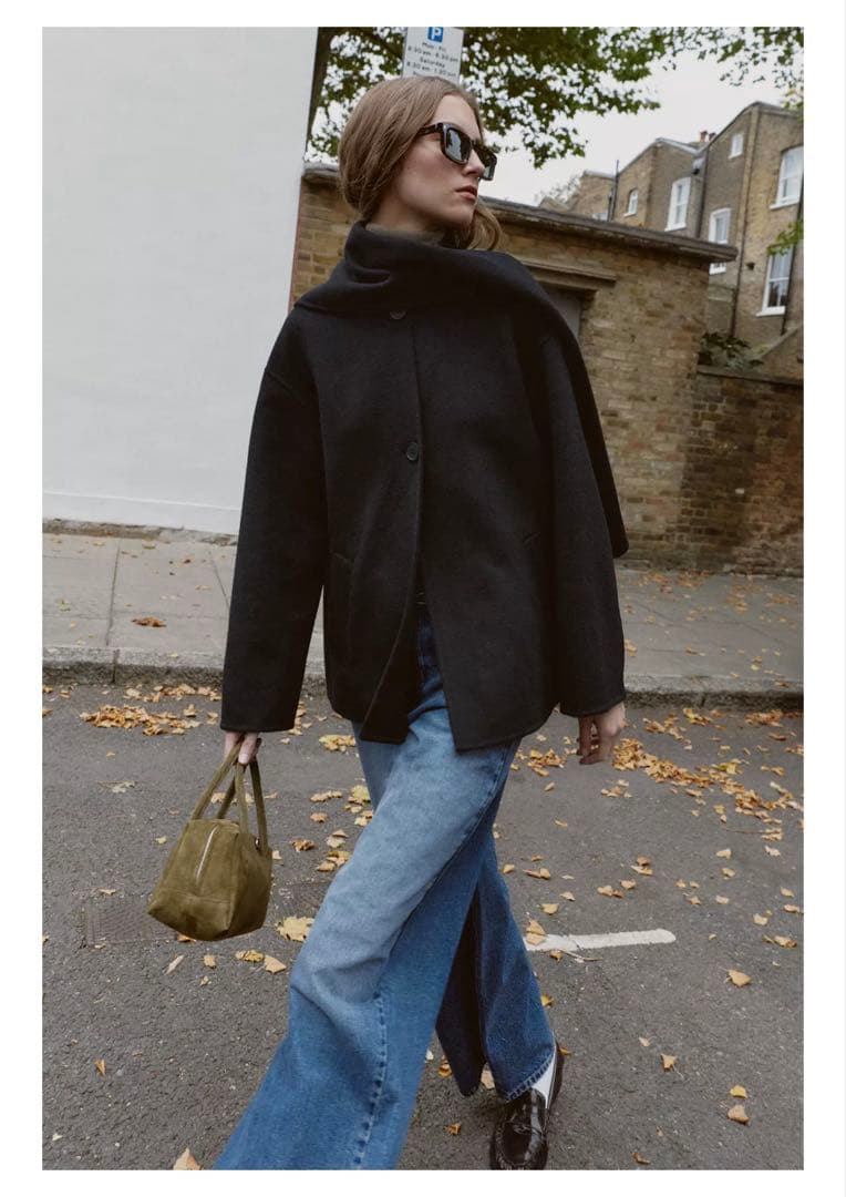 ZARA ウール ショートスカーフコート　M