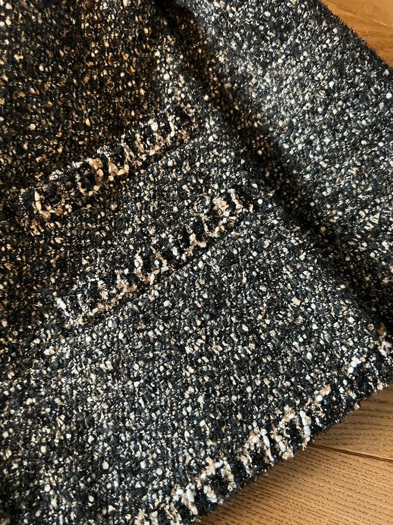 CHANEL テーラードジャケット 黒/白/ベージュ/ラメツイード　38