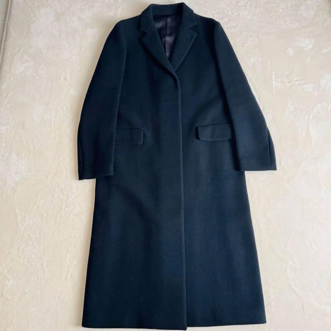 【美品】YLEVE イレーヴ ウールロング チェスターコート ブラック 日本製