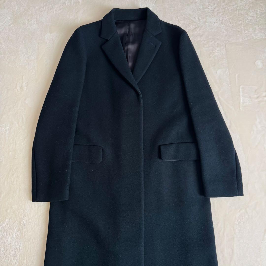 【美品】YLEVE イレーヴ ウールロング チェスターコート ブラック 日本製